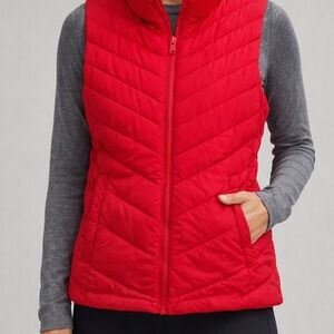 GAP Red Puffer Vest Women’s Medium Quilted Zip Up